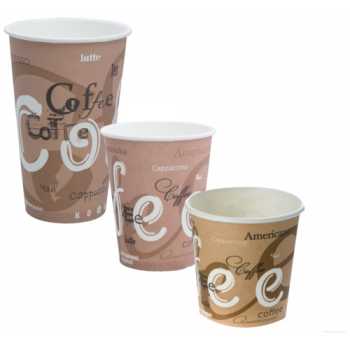 Стаканы бумажные однослойные COFFEE Стаканы бумажные однослойные COFFEE, 250 мл, 50 шт/уп, для горячих и холодных напитков