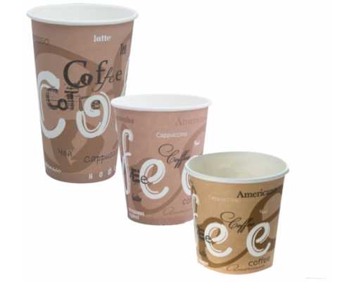 Стаканы бумажные однослойные COFFEE Стаканы бумажные однослойные COFFEE, 250 мл, 50 шт/уп, для горячих и холодных напитков