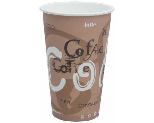 Стаканы бумажные однослойные COFFEE Стаканы бумажные однослойные COFFEE, 300 мл, 50 шт/уп, для горячих и холодных напитков