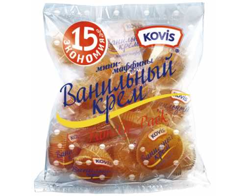 Бисквитные мини-маффины Эконом KOVIS с ванильным кремом, 470 г