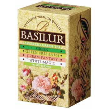 Чай BASILUR Букет, зеленый Ассорти, 20 пакетиков по 1,5 г