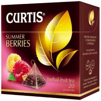 Чай CURTIS Пирамидки, травяной Summer Berries, каркаде с малиной, 20 пирамидок по 1,7 г