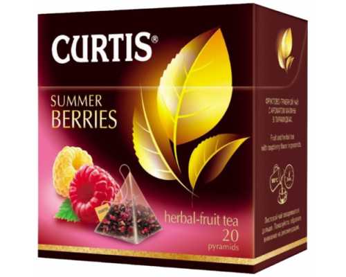 Чай CURTIS Пирамидки, травяной Summer Berries, каркаде с малиной, 20 пирамидок по 1,7 г