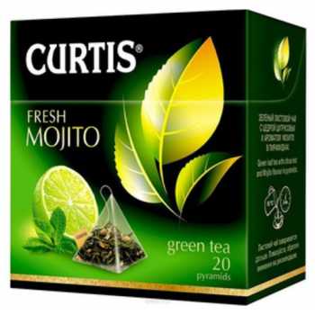 Чай CURTIS Пирамидки, зеленый Fresh Mojito, мята, 20 пирамидок по 1,7 г