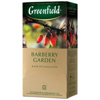 Чай GREENFIELD Barberry Garden, черный с ягодами барбариса и лепестками василька, 25 пакетиков по 1,5 г