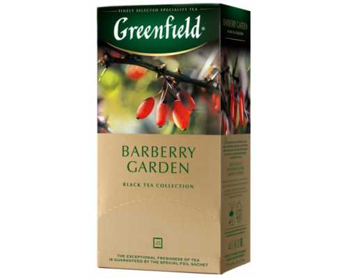 Чай GREENFIELD Barberry Garden, черный с ягодами барбариса и лепестками василька, 25 пакетиков по 1,5 г