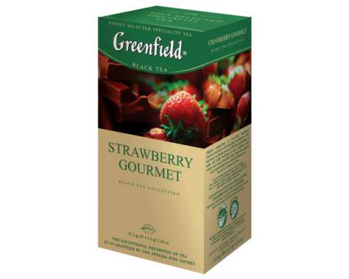 Чай GREENFIELD Чай GREENFIELD Strawberry Gourmet, черный со вкусом шоколада и клубники, 25 пакетиков по 1,5 г