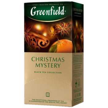 Чай GREENFIELD Christmas Mystery, черный с цитрусом, яблоком, гвоздикой и корицей, 25 пакетиков по 1,5 г
