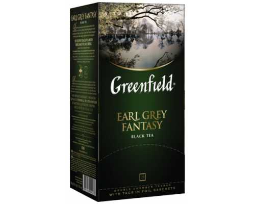 Чай GREENFIELD Earl grey fantasy, черный с бергамотом, 25 пакетиков по 2 г