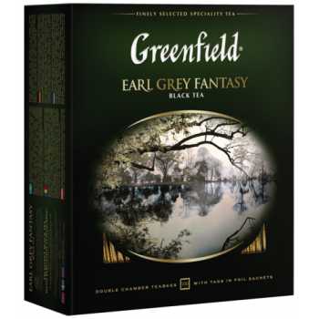 Чай GREENFIELD Earl Grey fantasy, с бергамотом 100 пакетиков по 2 г