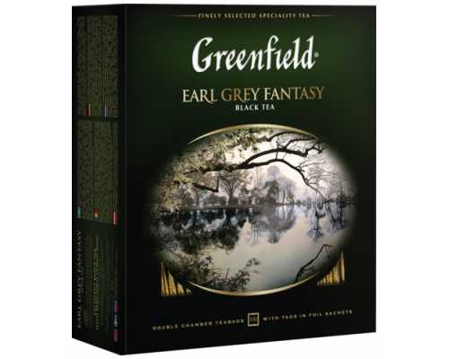Чай GREENFIELD Earl Grey fantasy, с бергамотом 100 пакетиков по 2 г