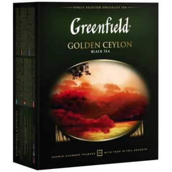 Чай GREENFIELD Golden Ceylon, черный, 100 пакетиков по 2 г