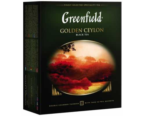 Чай GREENFIELD Golden Ceylon, черный, 100 пакетиков по 2 г