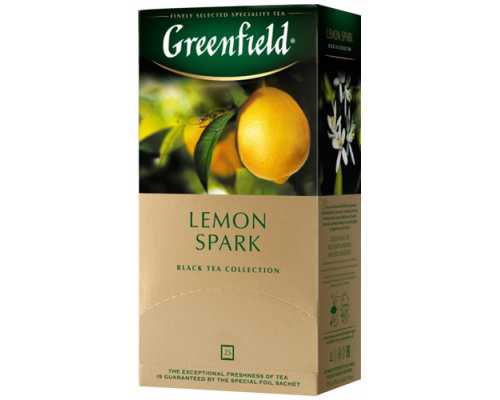 Чай GREENFIELD Lemon Spark, черный с цедрой лимона, 25 пакетиков по 1,5 г