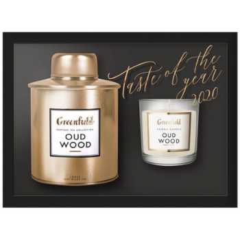 Чай GREENFIELD листовой Оud Wood с ароматической свечой, 70 г