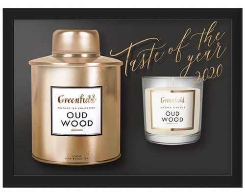 Чай GREENFIELD листовой Оud Wood с ароматической свечой, 70 г