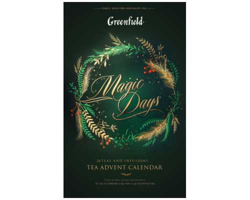Чай GREENFIELD Magic Days, Рождественский Адвент-календарь чая и чайных напитков, 24 пакетика по 1,8 г
