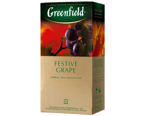 Чай GREENFIELD пакетированный, травяной Festive Grape, 25 пакетиков по 1,5 г