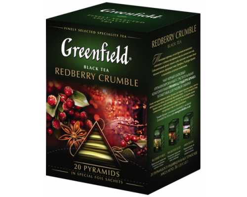 Чай GREENFIELD Пирамидки Redberry Crumble, черный , 20 пакетиков по 1,8 г
