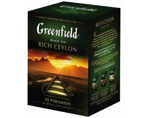 Чай GREENFIELD Пирамидки Rich Ceylon, черный, 20 пакетиков по 1,8 г