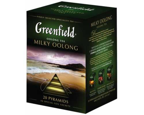 Чай GREENFIELD Пирамидки, зеленый Milky Oolong, с молочным ароматом, 20 пакетиков по 1,8 г