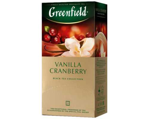 Чай GREENFIELD Vanilla Сranberry, черный, 25 пакетиков по 1,5 г