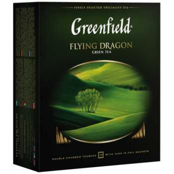 Чай GREENFIELD зеленый Flying Dragon, 100 пакетиков по 2 г