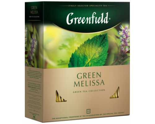 Чай GREENFIELD зеленый Green Melissa, 100 пакетиков по 1,5 г