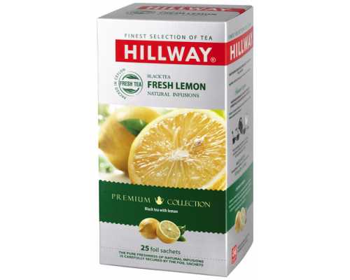 Чай HILLWAY Fresh Lemon, черный со вкусом лимона, 25 пакетиков по 1,5 г