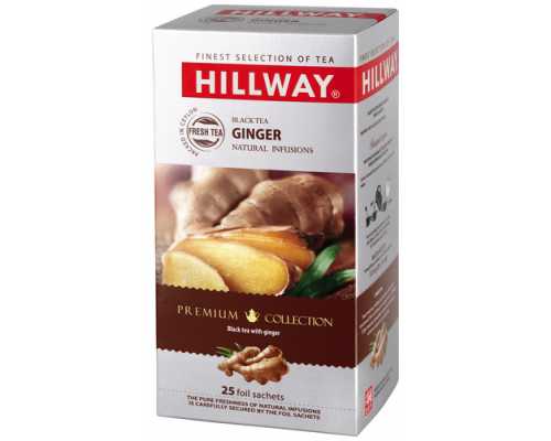 Чай HILLWAY Ginger, черный со вкусом имбиря, 25 пакетиков по 1,5 г