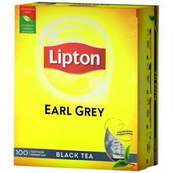 Чай LIPTON Earl Grey, черный, 100 пакетиков по 2 г