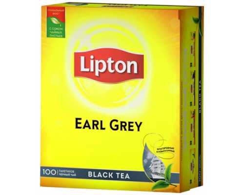 Чай LIPTON Earl Grey, черный, 100 пакетиков по 2 г