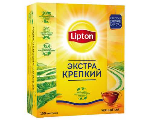 Чай LIPTON Экстра крепкий, черный, 100 пакетиков по 1,37 г