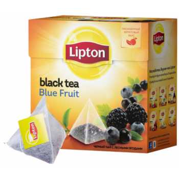 Чай LIPTON Пирамидки Blue Fruit Tea, с кусочками черники, ежевики, смородины, 20 пакетиков по 1,6 г