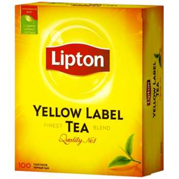 Чай LIPTON Yellow Label, черный, 100 пакетиков по 2 г