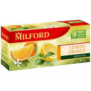Чай MILFORD, зеленый Lemon-Orange, лимон и апельсин, 20 пакетиков по 1,75 г