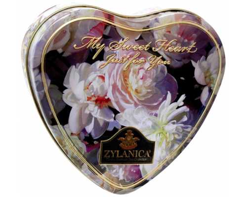 Чай подарочный ZYLANICA Сердце Floral Super Pekoe, черный, классический, 100 г, ж/б