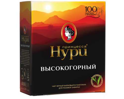 Чай ПРИНЦЕССА НУРИ высокогорный черный, 100 пакетиков по 2 г