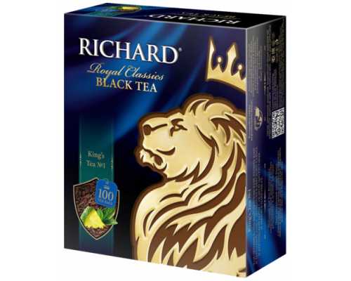 Чай RICHARD King's Tea, черный со вкусом лайма и мяты, 100 пакетиков по 2 г