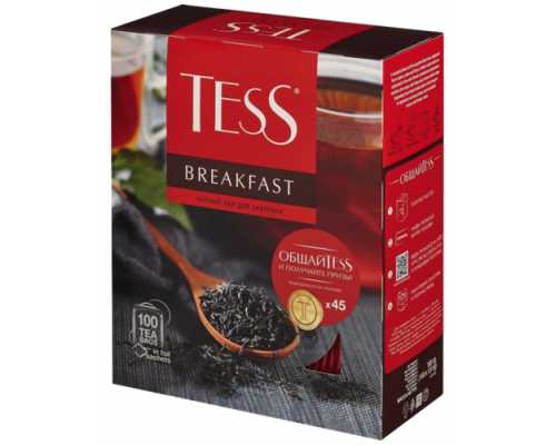 Чай TESS Breakfast, 100 пакетиков по 1,8 г