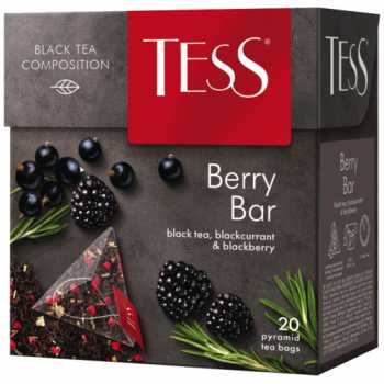 Чай TESS Пирамидки Berry Bar, черный с малиной и ароматом ревеня, 20 пакетиков по 1,8 г