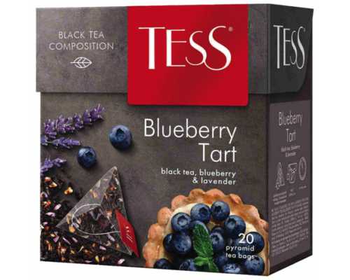 Чай TESS Пирамидки Blueberry Tart, черный, 20 пакетиков по 1,8 г