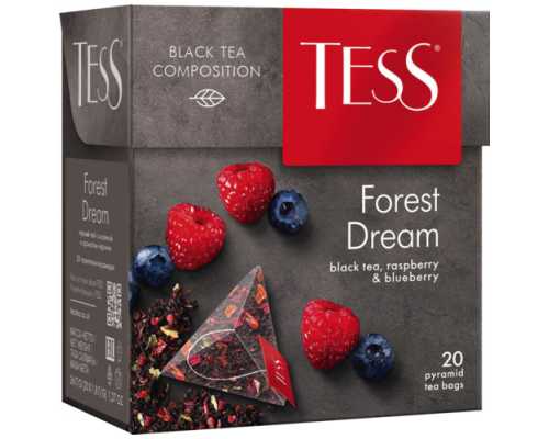 Чай TESS Пирамидки Forest Dream, черный с  лесными ягодами, 20 пакетиков по 1,8 г