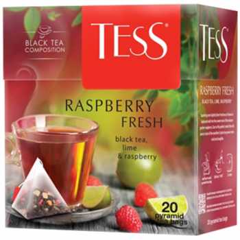 Чай TESS Пирамидки Распберри Фреш, черный, 20 пакетиков по 1,8 г