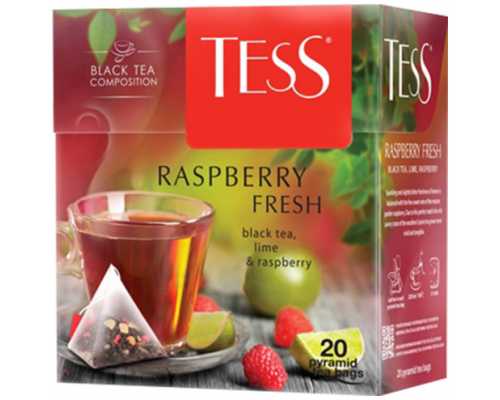 Чай TESS Пирамидки Распберри Фреш, черный, 20 пакетиков по 1,8 г