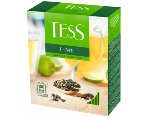 Чай TESS, зеленый Lime, 100 пакетиков по 1,5 г