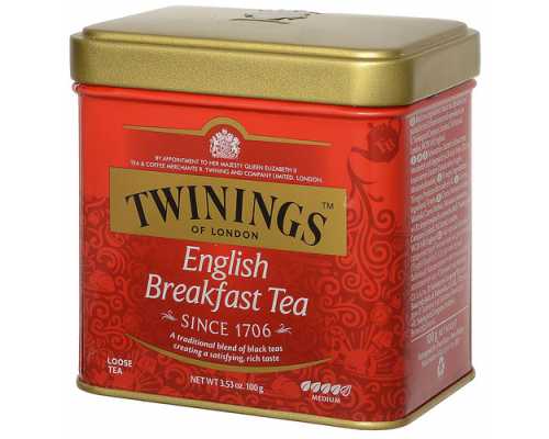 Чай TWININGS English Breakfast , черный, 100 г, ж/б