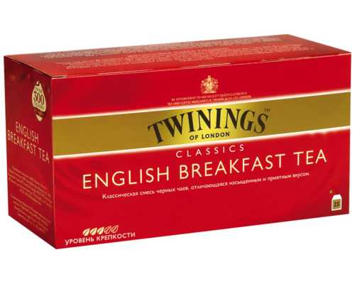 Чай TWININGS English Breakfast, черный, 25 пакетиков по 2 г