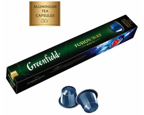 Чай в капсулах GREENFIELD Fusion Way, черный чай в алюминиевых капсулах с ароматом ягод лесной земляники и лепестками фиалки, 10 шт по 2,5 г