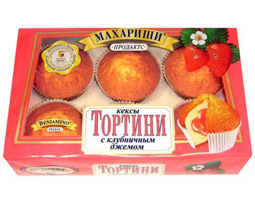Кексы МАХАРИШИ Тортини с клубничным джемом, 200 г